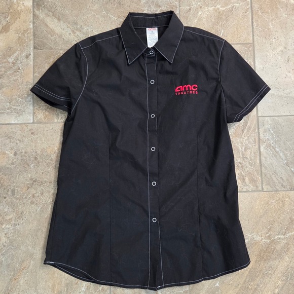 AMC Theatres Tops - AMC Theatres Employee Uniform Shirt Black Short Sleeve Button Down Womens Medium